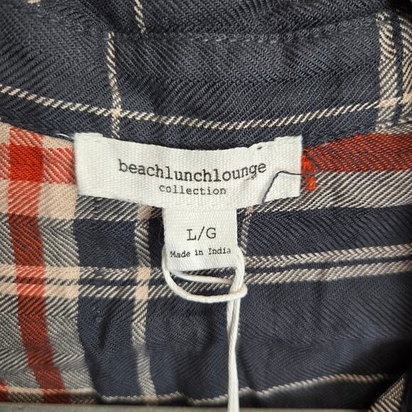 Beach Lunch Lounge Women Charley Top L Plaid Button Shirt Earthy Castlerock NWT - Picture 4 of 12